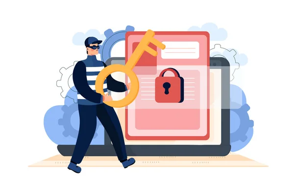 Account Hacking Illustration Koncept Platt Illustration Isolerad Vit Bakgrund — Stock vektor