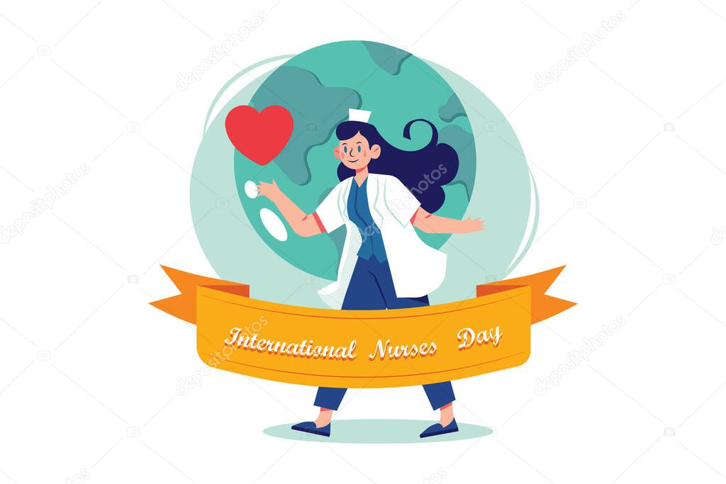 International Nurses Day Illustration concept. Flat illustration isolated on white background.