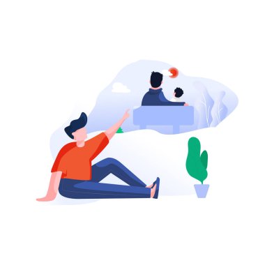 İnsanların hikayelerini sosyal medya dünyasıyla paylaşma kavramı. Web afişi, bilgi grafikleri, kahraman resimleri için kullanılabilir. Düz vektör çizimi beyaz arkaplanda izole edildi.