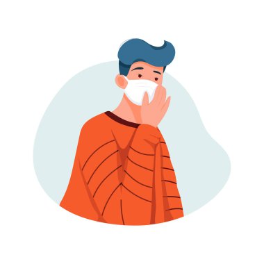 Tıbbi maske taşıyıcı illüstrasyonu takanlar.