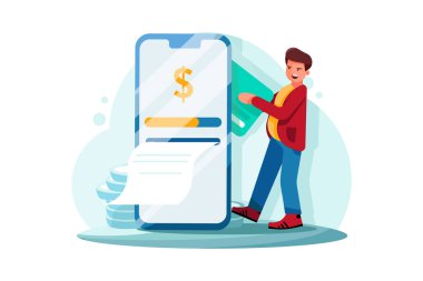 Mobil ödeme sistemi. Vektör İllüstrasyon kavramı