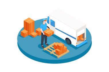 Overland Taşımacılık Vektörü İllüstrasyon Kavramı