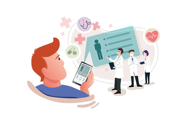 Kullanıcı videosu, akıllı telefonundaki ve profesyonel sağlık ekibindeki bir doktoru arıyor.