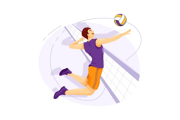 Volleyball Flacher Vektor Illustration Konzept Auf Weißem Hintergrund — Stockvektor