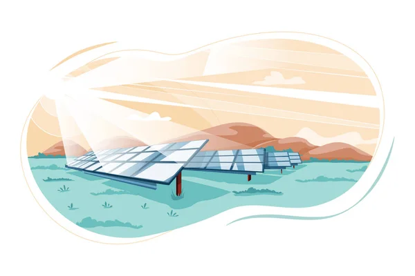 太阳能 可再生能源说明概念 白色背景上孤立的平面插图 — 图库矢量图片