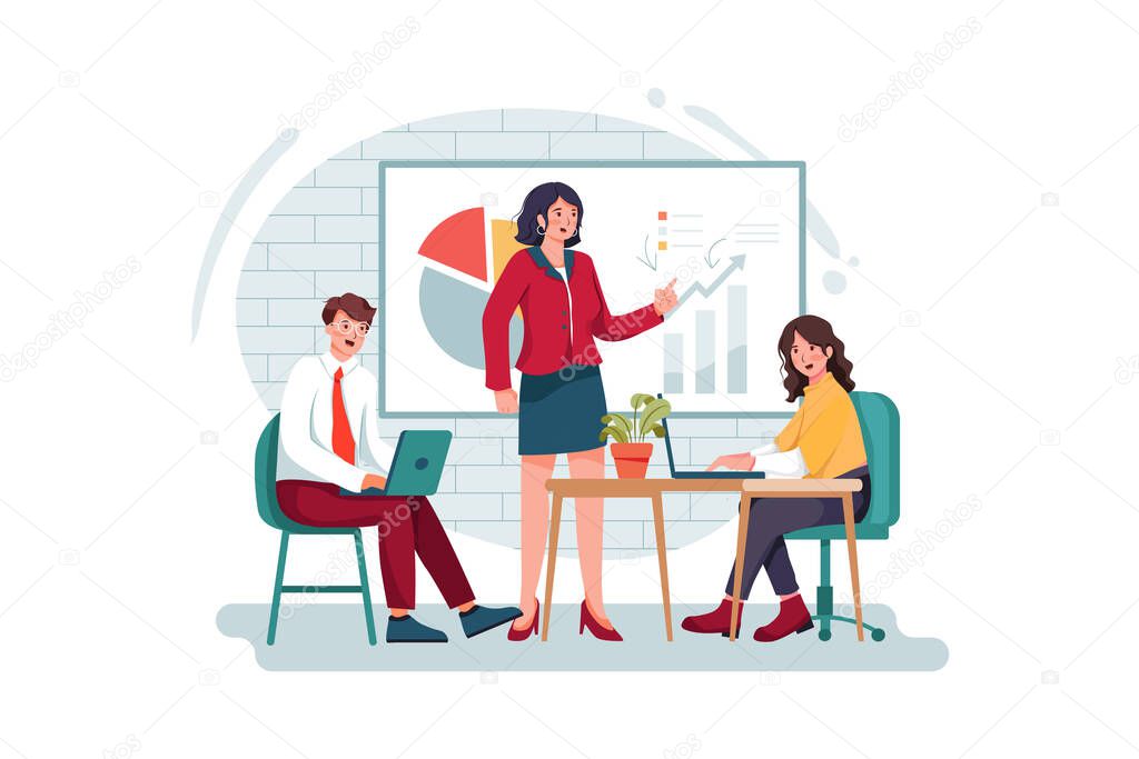 Business woman going for business meeting Vector Illustration concept. Flat illustration isolated on white background.