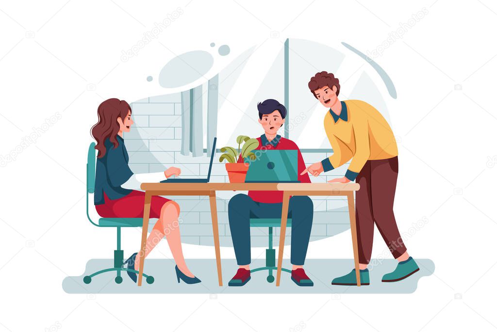 Business people working together and helping each other Vector Illustration concept. Flat illustration isolated on white background.