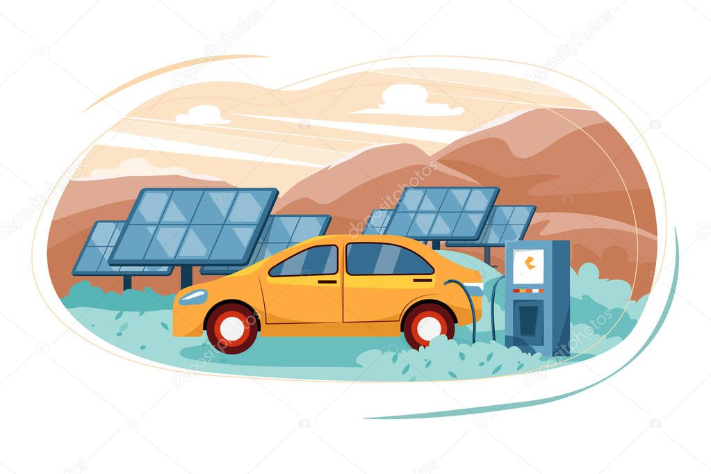 Solar Power. Renewable Energy Resources Illustration concept. Flat illustration isolated on white background.