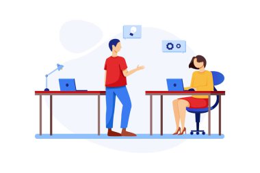 Reklam Ajansı Konsepti. Çevrimiçi Pazarlama Vektörü İllüstrasyonu.