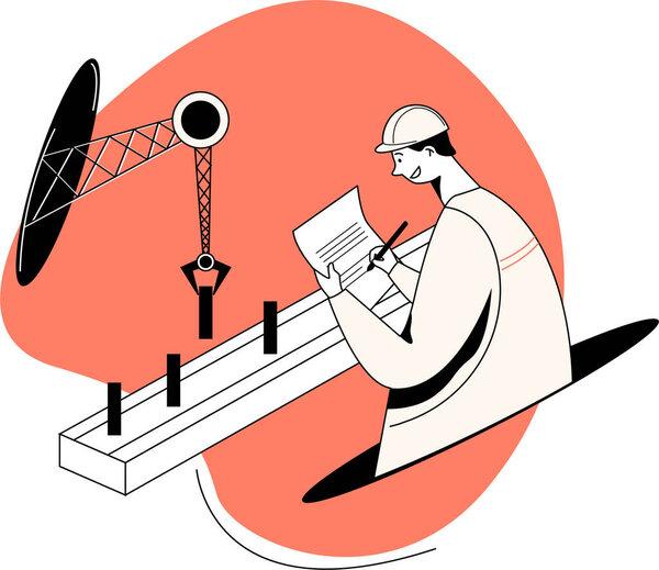 Operations Engineer concept with character. Can use for web banner, mobile app, hero images. Flat vector illustration on white background.