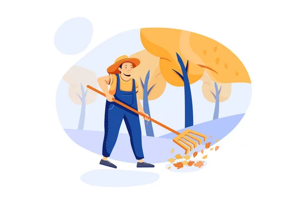 Yard Work Service Ilustracja Izolowane Białym Tle — Wektor stockowy