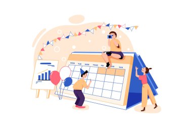 Randevu Illustration konsepti. Web afişi, bilgi grafikleri, kahraman resimleri için kullanılabilir. Düz izometrik illüstrasyon beyaz arkaplanda izole edildi.