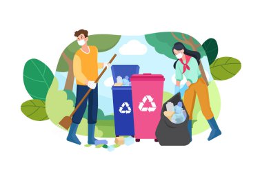 Çevre Resimlerini Kaydet konsepti. Geri dönüşüm Düz illüstrasyon beyaz arkaplanda izole.