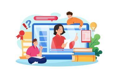 Video Dersi İllüstrasyon konsepti. Düz illüstrasyon beyaz arkaplanda izole edildi.