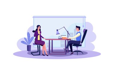 İş görüşmesi - iş adamı adayların cevaplarını dinler