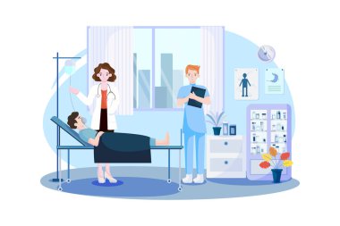 Hasta yoğun terapi sırasında yatakta yatıyor.