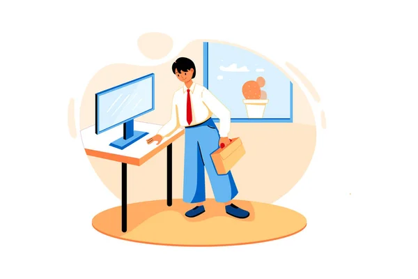 Концепция Office Work Vector Illustration Плоская Иллюстрация Белом Фоне — стоковый вектор