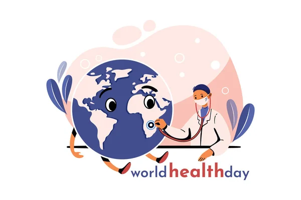 Παγκόσμια Ημέρα Υγείας Εικονογράφηση Έννοια Επίπεδη Απεικόνιση Που Απομονώνεται Λευκό — Διανυσματικό Αρχείο