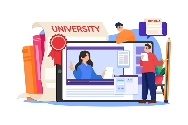 Online Leren Video Training Ondersteuning Van Officiële Universiteit Cursussen Kwalificaties — Stockvector