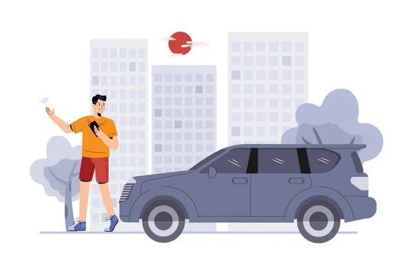 Driver Booking Illustration Concept Ilustrasi Datar Diisolasi Pada Latar Belakang - Stok Vektor