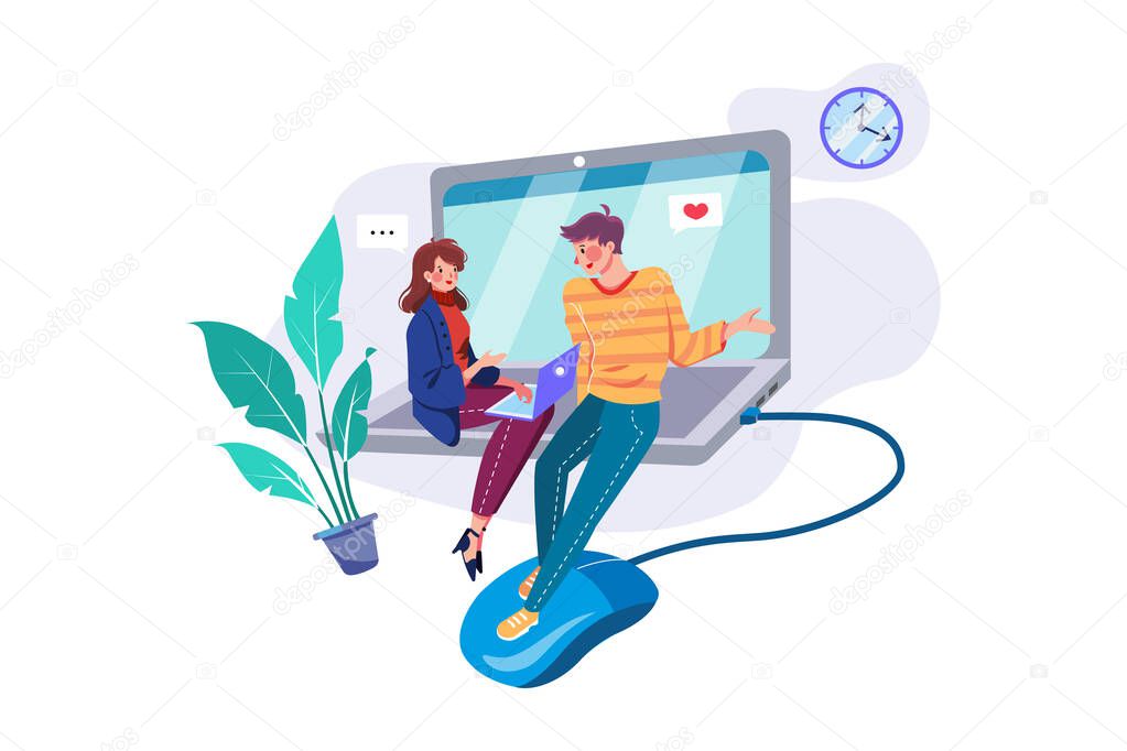 Colleague Flirting with lady employee in the office Vector Illustration concept. Flat illustration isolated on white background.