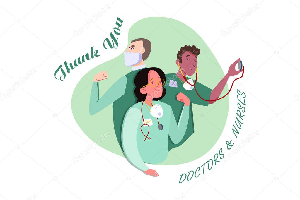 Thank you doctors and nurses vector illustration concept.