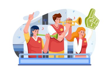 Spor hayranları Illustration konsepti. Düz illüstrasyon beyaz arkaplanda izole edildi.