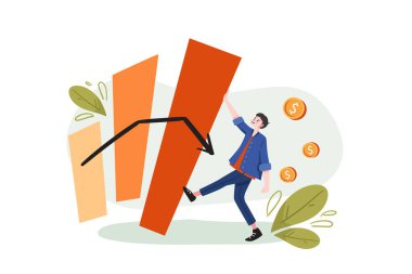 İş haritası, kâr illüstrasyonu konsepti. Düz illüstrasyon beyaz arkaplanda izole edildi. 