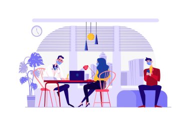 Halka açık yerlerde maskeli insanlar, vektör illüstrasyon konsepti. Düz illüstrasyon beyaz arkaplanda izole edildi. 