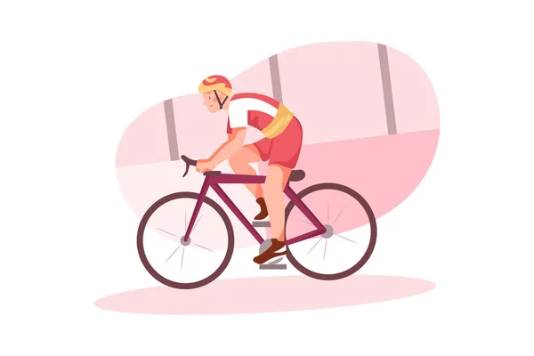 Biking Banner Αθλητισμού Διάνυσμα Έννοια Εικονογράφηση Επίπεδη Απεικόνιση Που Απομονώνεται — Διανυσματικό Αρχείο