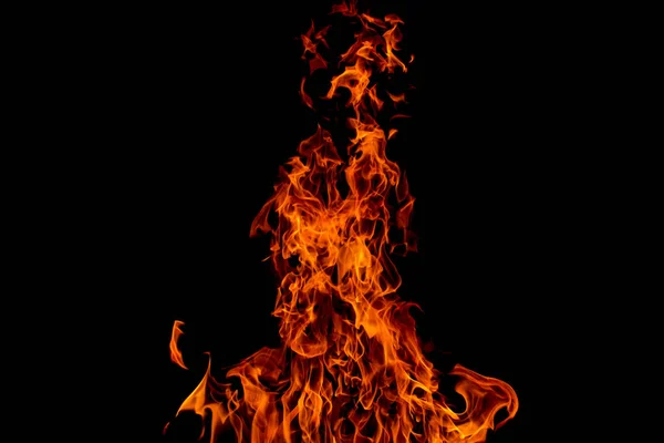 Bright Orange Red Fire Flame Black Background Abstract Texture Copyspace — Stock Photo, Image