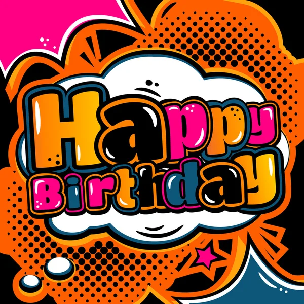 Birthday card in style comic book and speech bubble. Vector. Stock Illustration