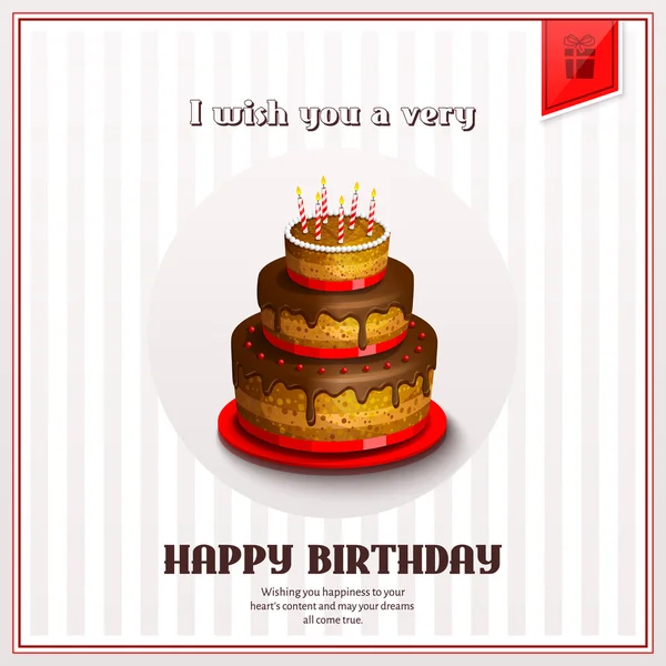 Všechno nejlepší k narozeninám blahopřání s narozeninovým dortem. Vektor. — Stockový vektor