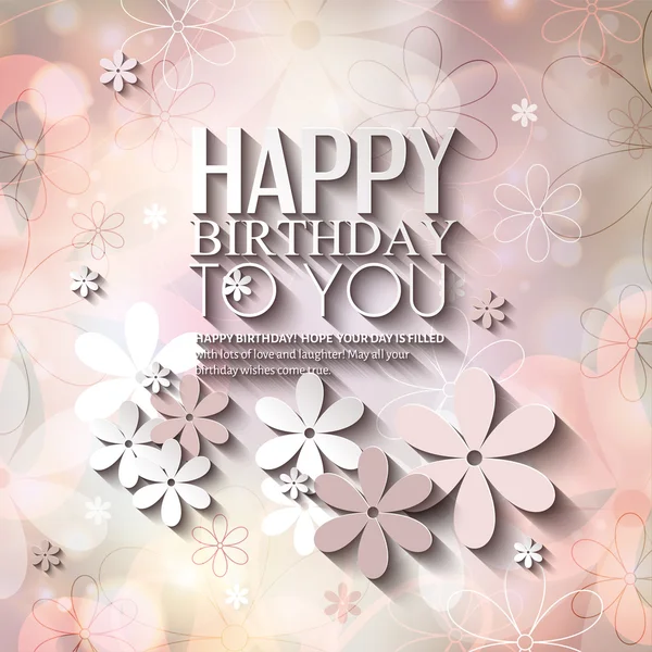 Vector birthday card with flowers on colorful background. — Stock Vector