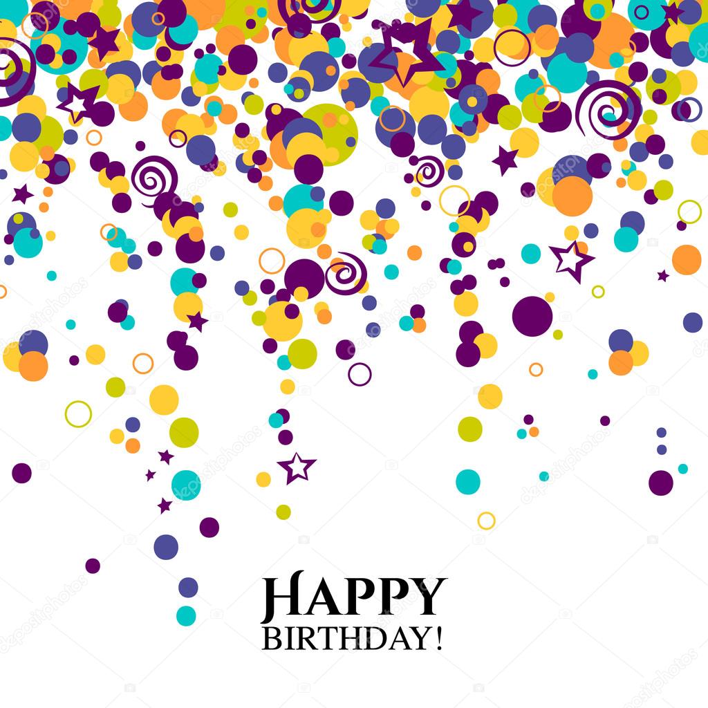 Vector birthday card with polka dots and wishes text.