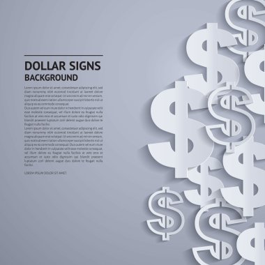 Vector dollar signs on grey background. clipart