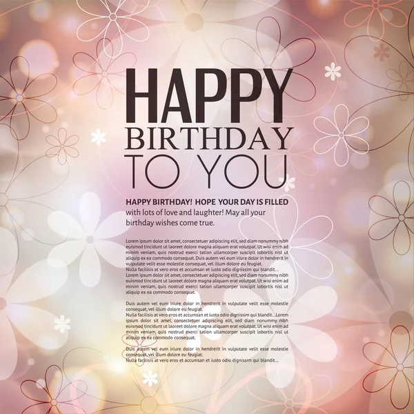 Carte d'anniversaire vectorielle avec des fleurs sur fond coloré . — Image vectorielle