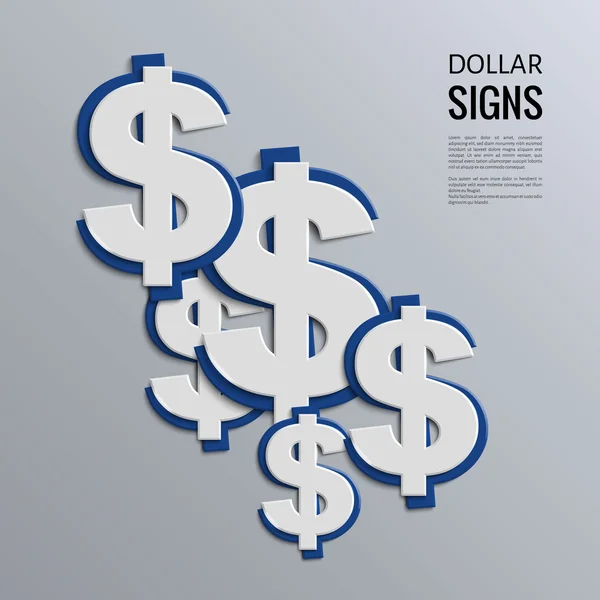 Vector dollar signs on blue background. — Stock Vector