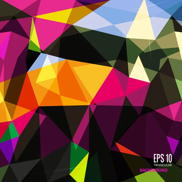 Fondo triangular abstracto sobre colores brillantes . — Vector de stock