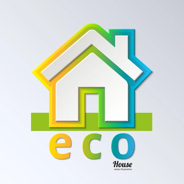 Eco Casa en color arco iris. Vector. EPS 10 . — Vector de stock