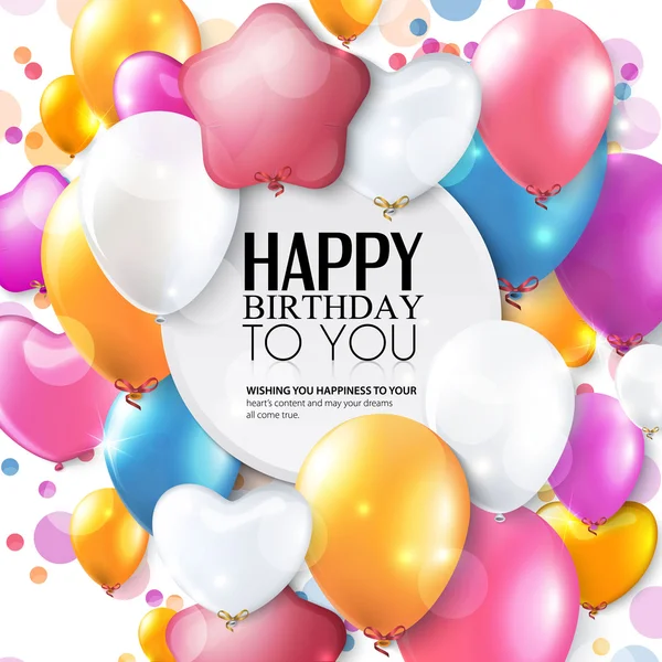 Vector birthday card with balloons and confetti. — Stock Vector