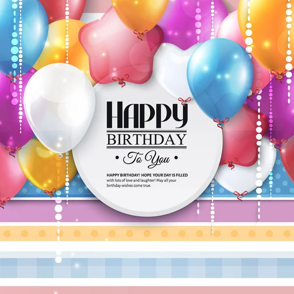 Vector birthday card with balloons and confetti. — Stock Vector