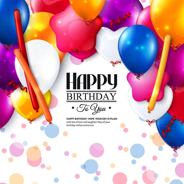 Vektor-Geburtstagskarte mit Luftballons und Konfetti. — Stockvektor