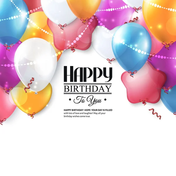 Vektor-Geburtstagskarte mit Luftballons und Konfetti. — Stockvektor