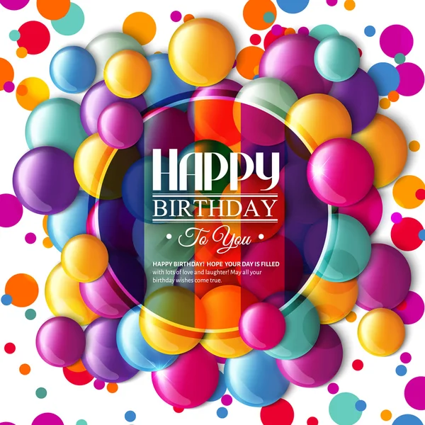 Verjaardag card met kleur snoep en tekst. — Stockvector