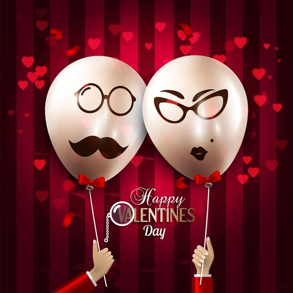 Biglietto di auguri per San Valentino. Palloncini con silhouette in stile hipster . — Vettoriale Stock