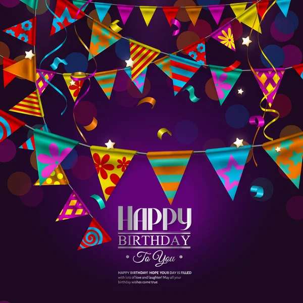 Carte d'anniversaire avec banderoles . — Image vectorielle