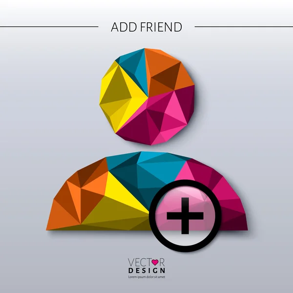 Add friend - social icon in polygon style. Vector. — Stock Vector