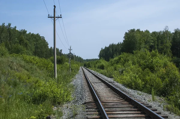 La linea ferroviaria non elettrificata — Foto Stock