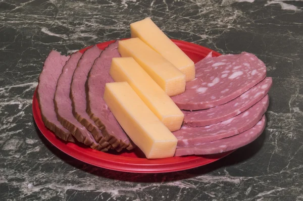 Fleisch, Kochwurst und Käse — Stockfoto